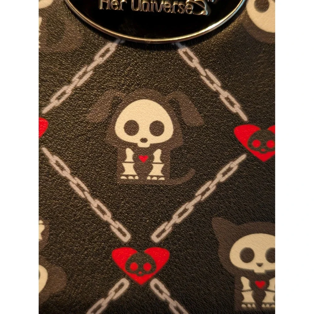 Her Universe Skelanimals Mini Backpack Black Gothic Skull Hearts Vegan Leather